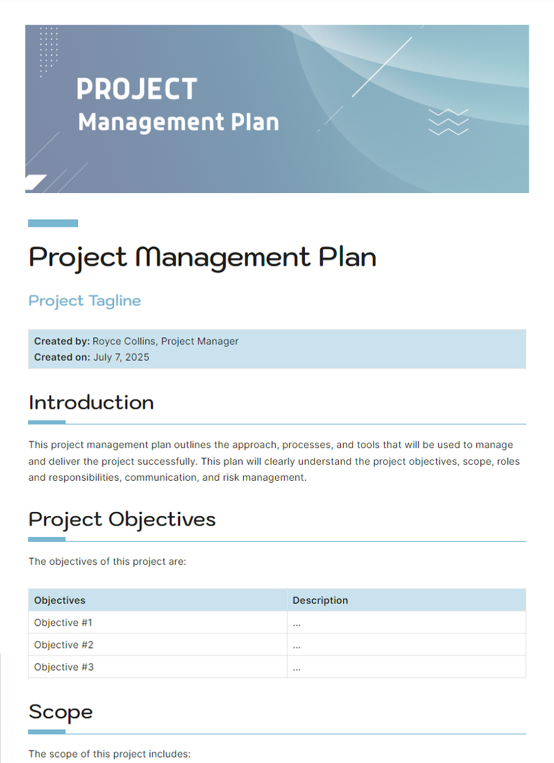 Project Management Template | Bit.ai for Program Management Plan Sample Template