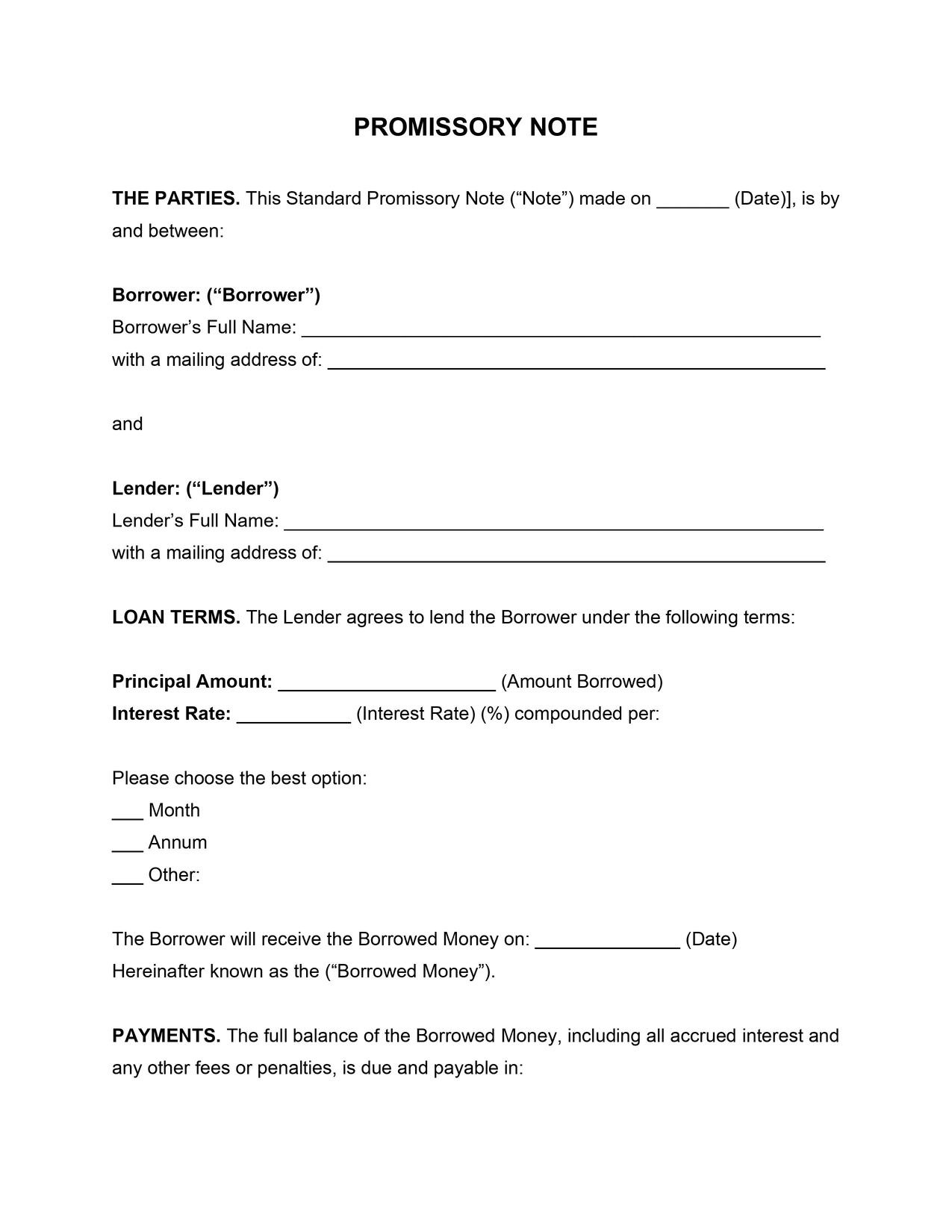 Promissory Note Template in Free Promissory Note Sample Template