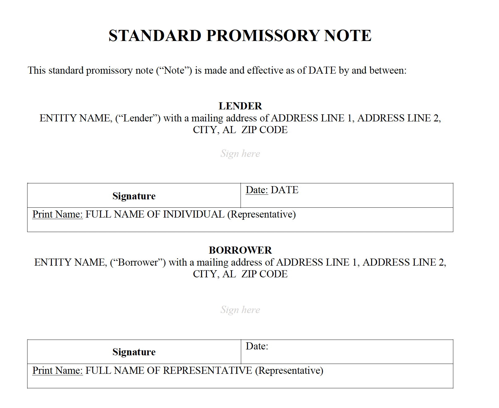 Promissory Note: Templates &amp;amp; Samples within Promissory Note Template Sample