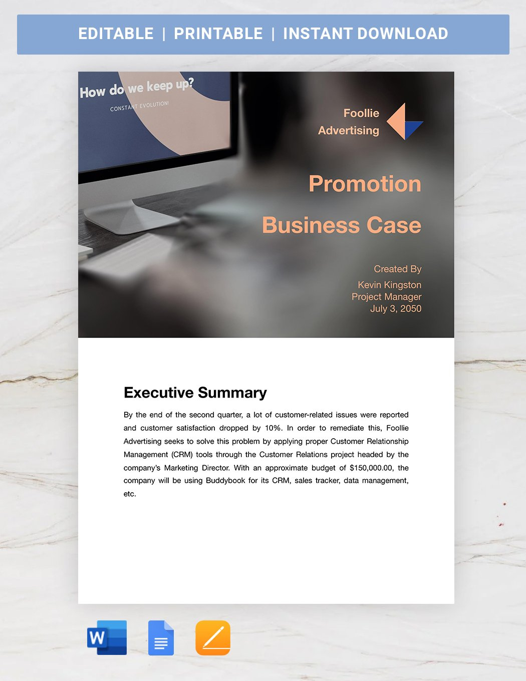 Promotion Business Case Template In Pages, Word, Google Docs for Business Case for Promotion Sample Template