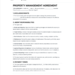 Property Management Agreement Template   Free To Use For Grant Agreement Sample Template