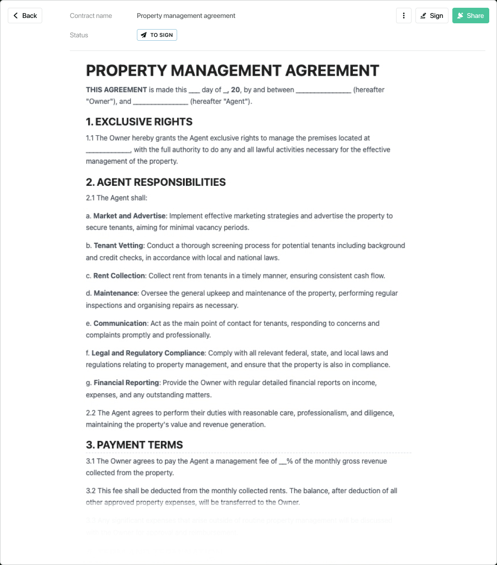 Property Management Agreement Template - Free To Use for Grant Agreement Sample Template