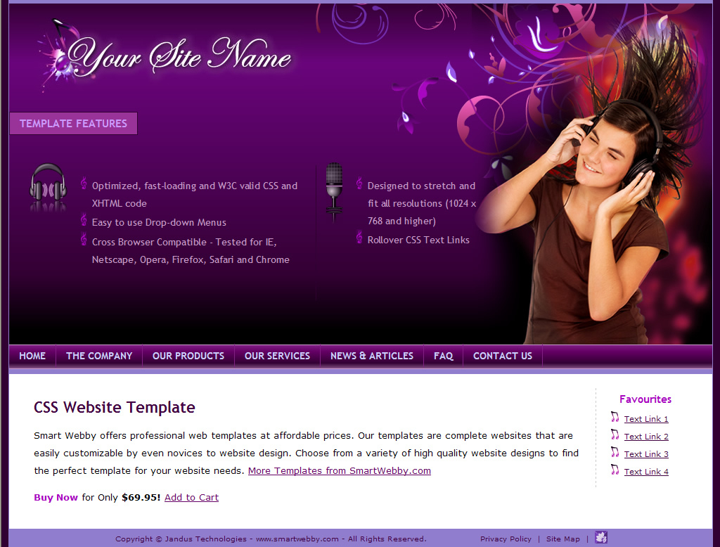 Purple Passion Template throughout Dreamweaver Sample Templates