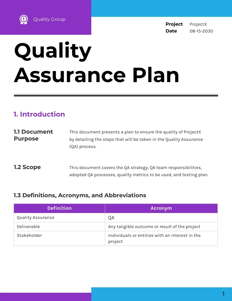 Quality Assurance Plan Template - Venngage throughout QA Sample Template