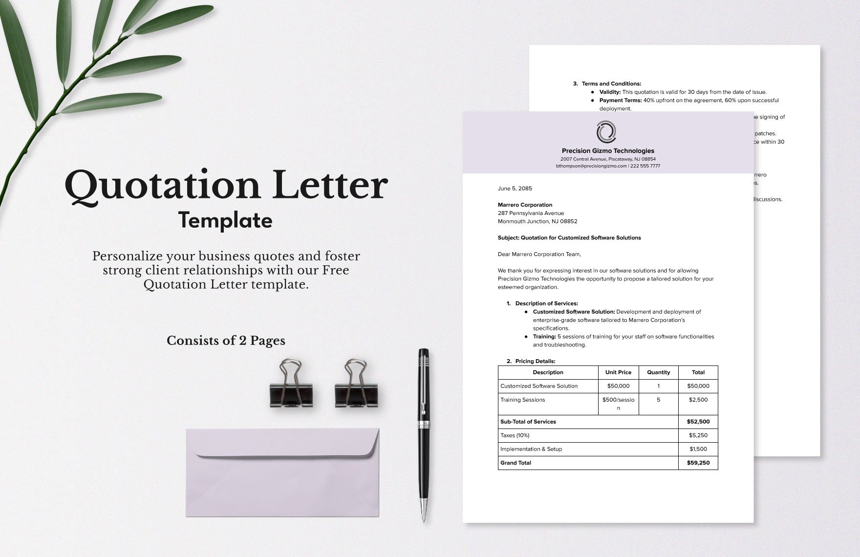 Quotation Letter Template In Pages, Pdf, Word, Google Docs inside Quotation Letter Sample Template