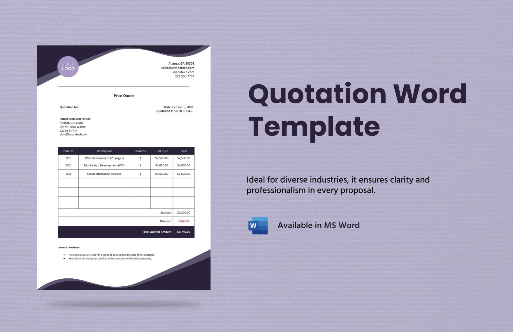 Quotation Templates In Word - Free Download | Template inside Quotation Template Free Sample