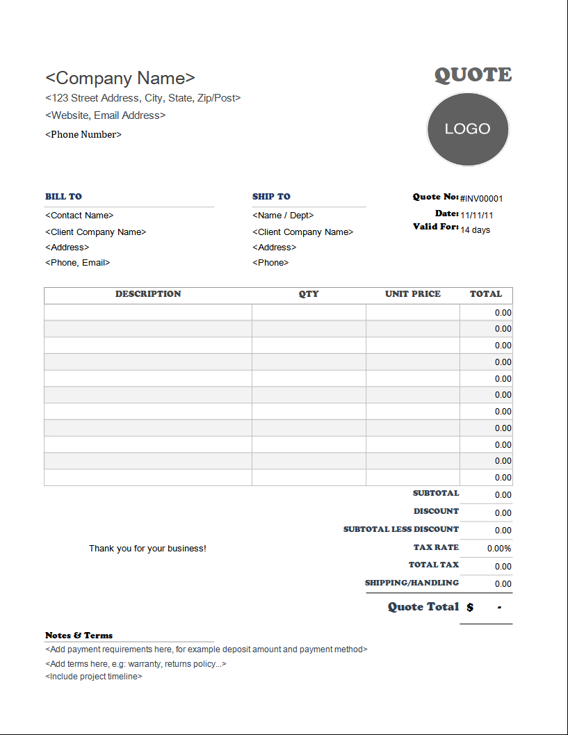 Quote Template - Invoice Simple for Quote Template Sample