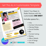 Radio Submission One Sheet (Canva) Template For Musicians – The Inside One Sheet Template Sample