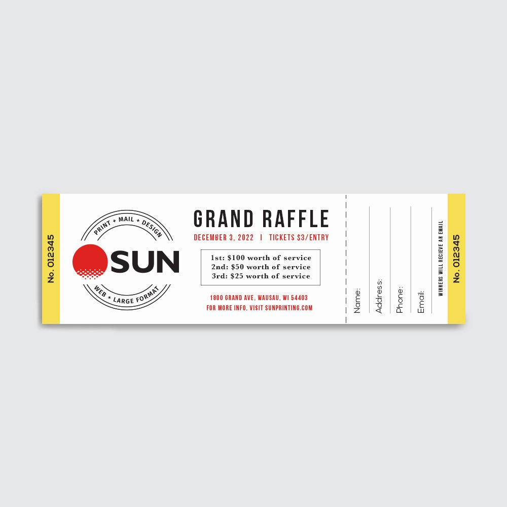 Raffle Ticket Templates — Sun Printing | Wausau, Wi inside Raffle Ticket Sample Template