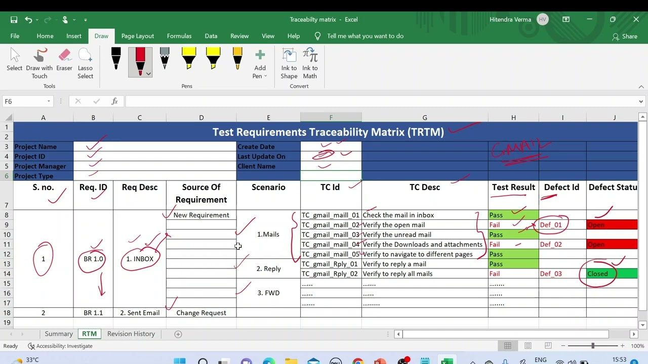 Real Time Requirements Traceability Matrix Template (Rtm) intended for Requirements Traceability Matrix Template Sample