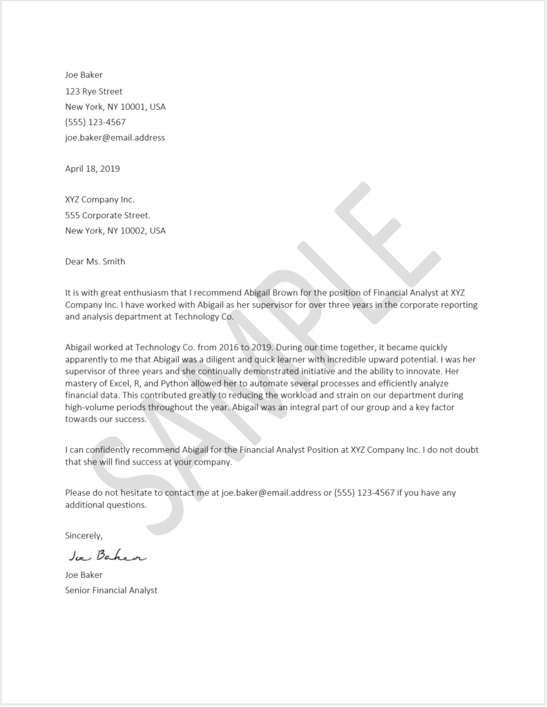 Reference Letter Template - Download Free Word Template for References Sample Template