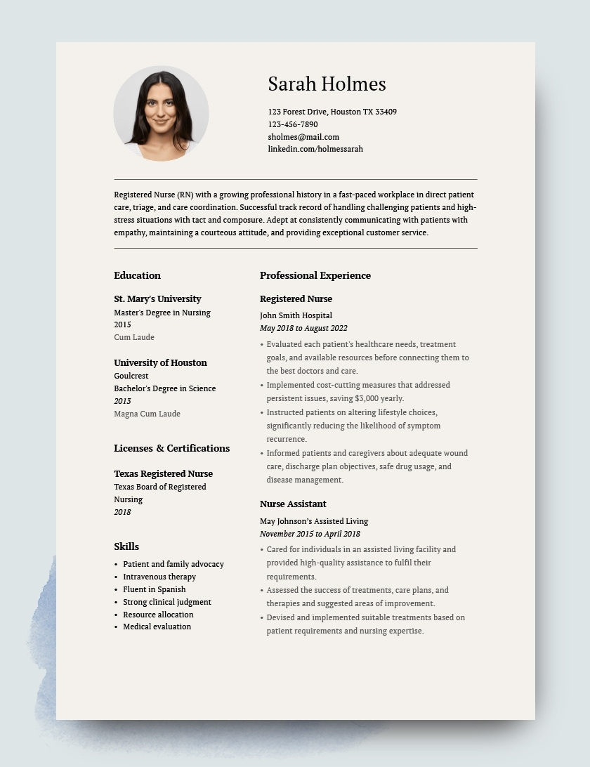 Registered Nurse Resume Examples &amp;amp; Template [2024] | Resumeway inside Rn Resume Sample Templates