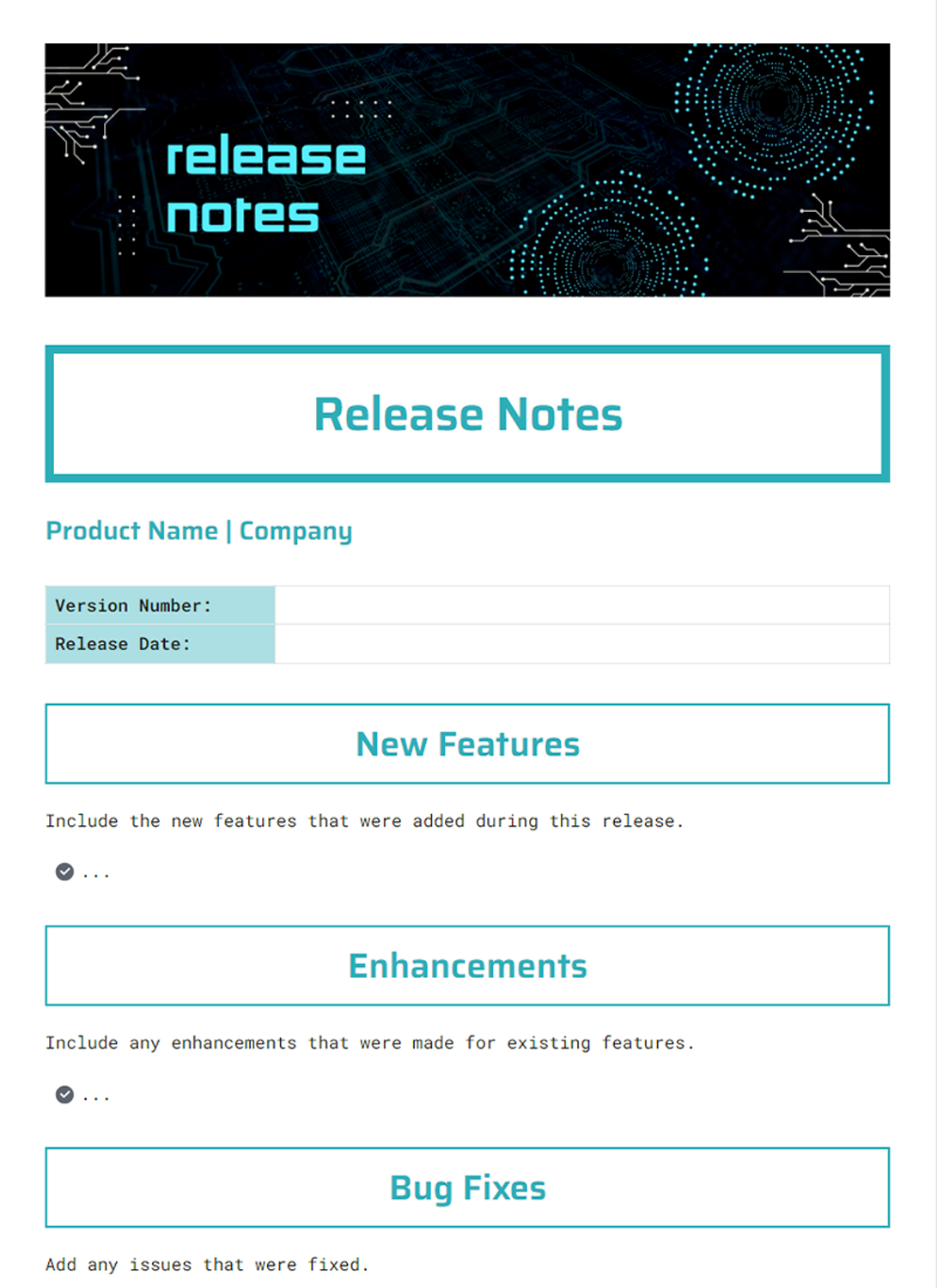 Release Notes Template | Bit.ai with regard to Release Document Sample Template