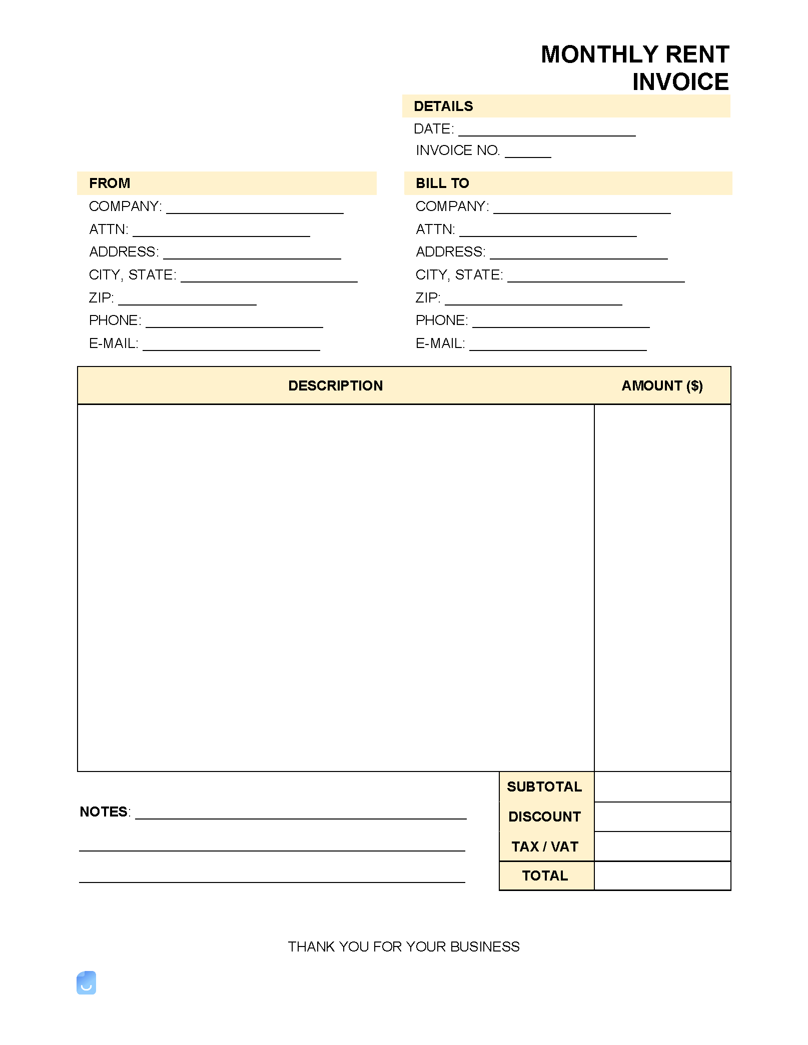 Rent (Lease) Invoice Template | Invoice Maker intended for Rent Invoice Sample Template