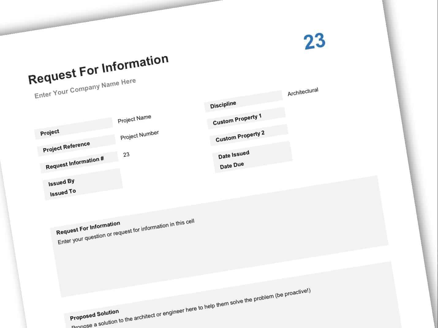 Request For Information (Rfi) Excel Template - Construction pertaining to RFI Sample Template