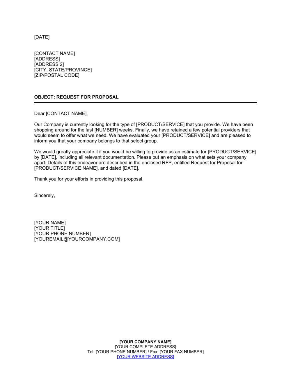 Request For Proposal Template 2024 [Download .Docx] | Business In within Request for Proposal Template Sample