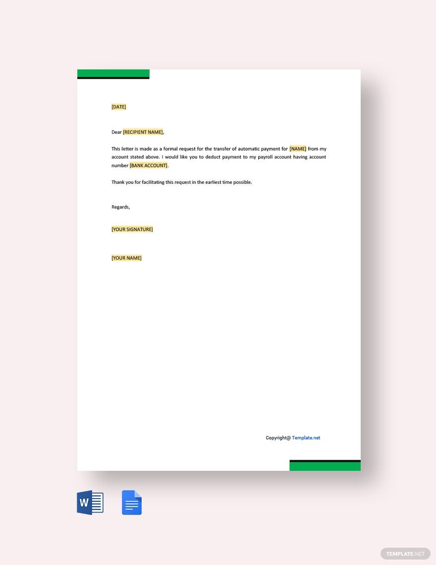 Request Letter For Transfer Of Payment In Google Docs, Word, Pdf in Request Payment Letter Sample Template