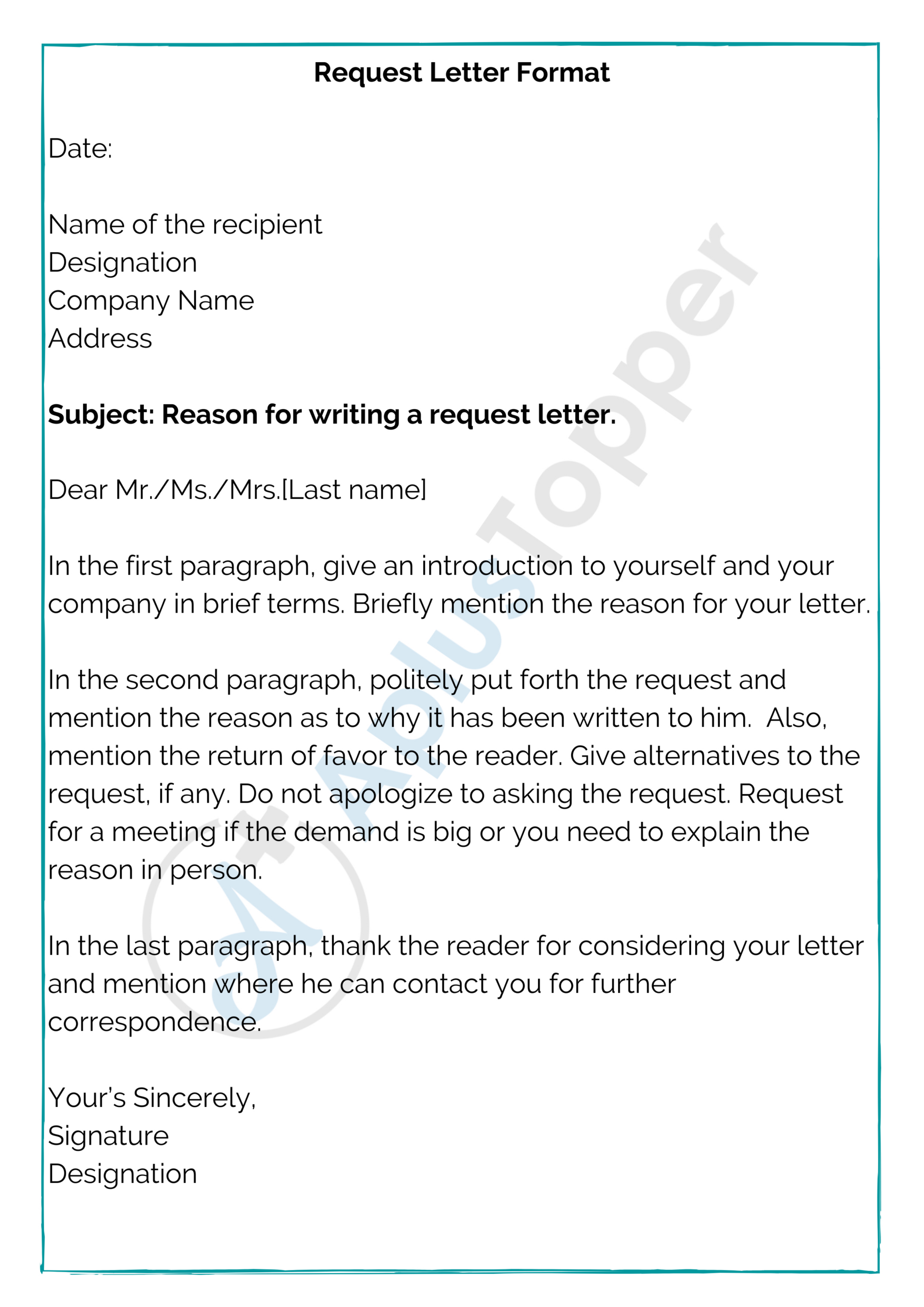 Request Letter | Format, Template And Samples | Request Letter For intended for Request Letter Sample Template