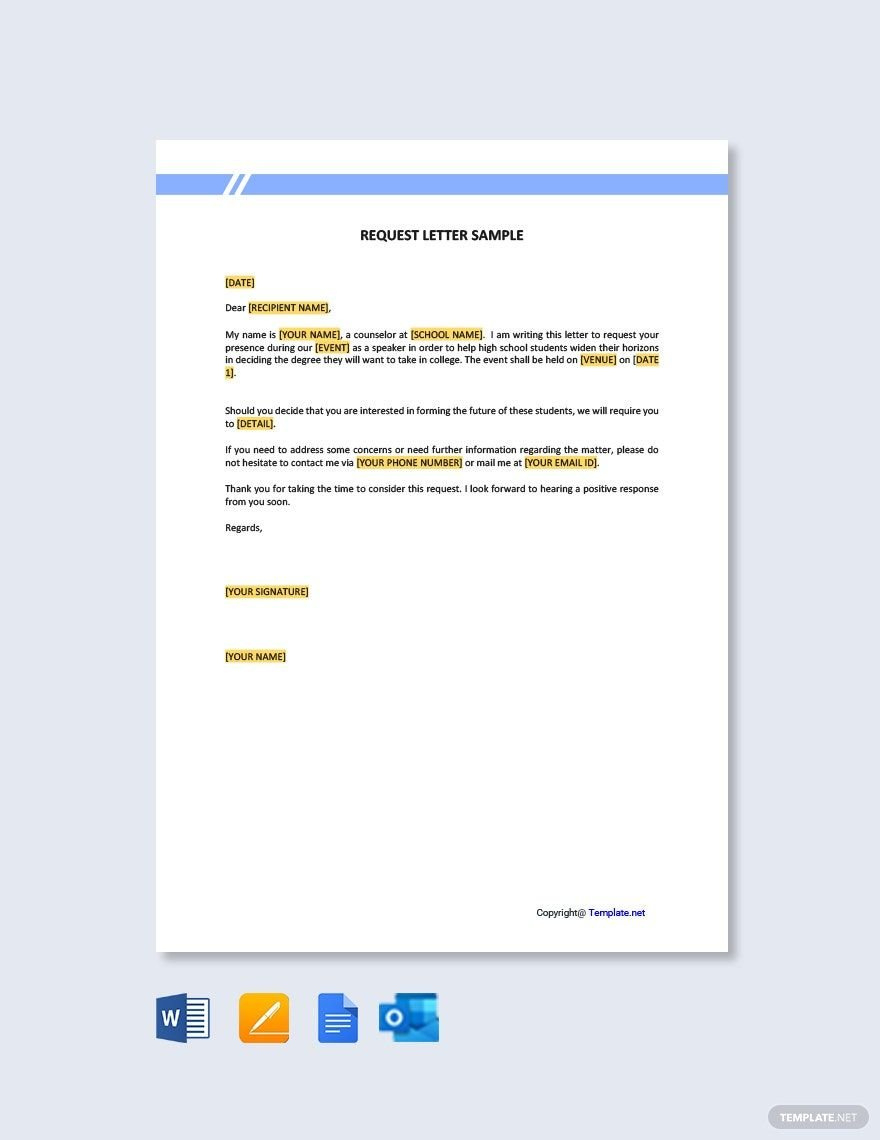 Request Letter Sample In Pages, Outlook, Pdf, Word, Google Docs regarding Request Letter Sample Template