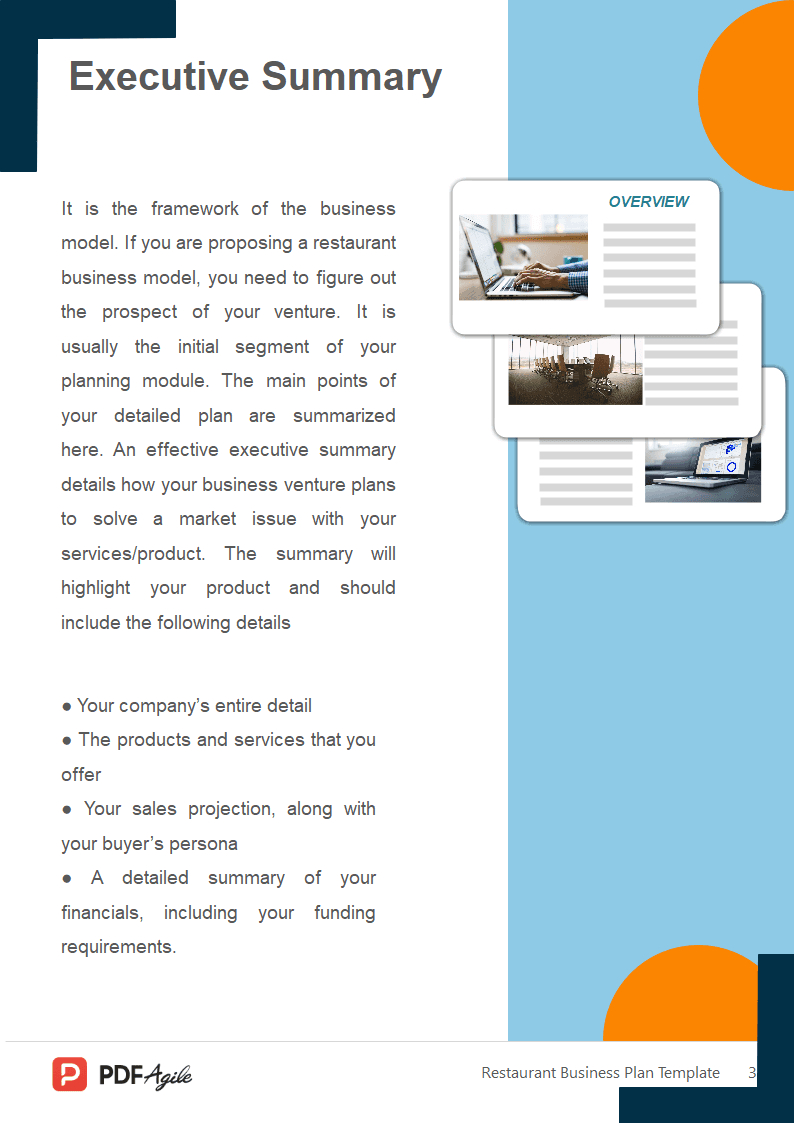 Restaurant Business Plan Template - Pdf Template | Pdf Agile pertaining to Restaurant Business Plan Template Sample