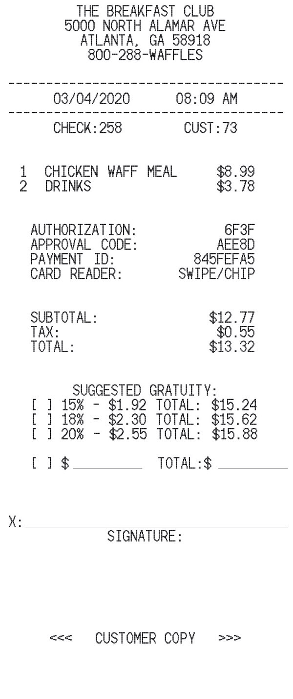 Restaurant With Tip Maker within Restaurant Receipt Sample Template