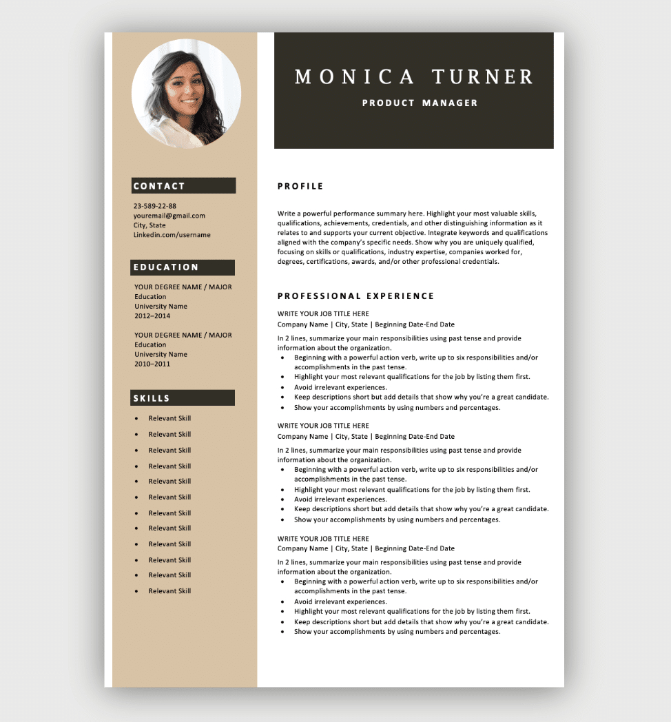 Resume Templates | Free Download | Customize In Microsoft Word inside Free Resume Sample Templates