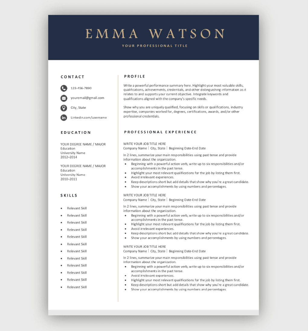 Resume Templates | Free Download | Customize In Microsoft Word within Downloadable CV Sample Template