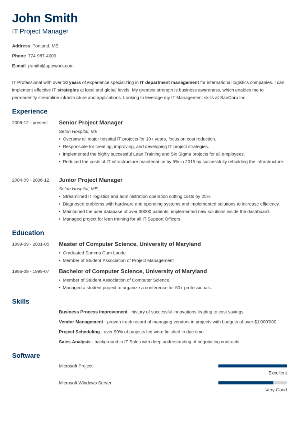 Resume Templates To Download And Print intended for It Resume Templates Sample