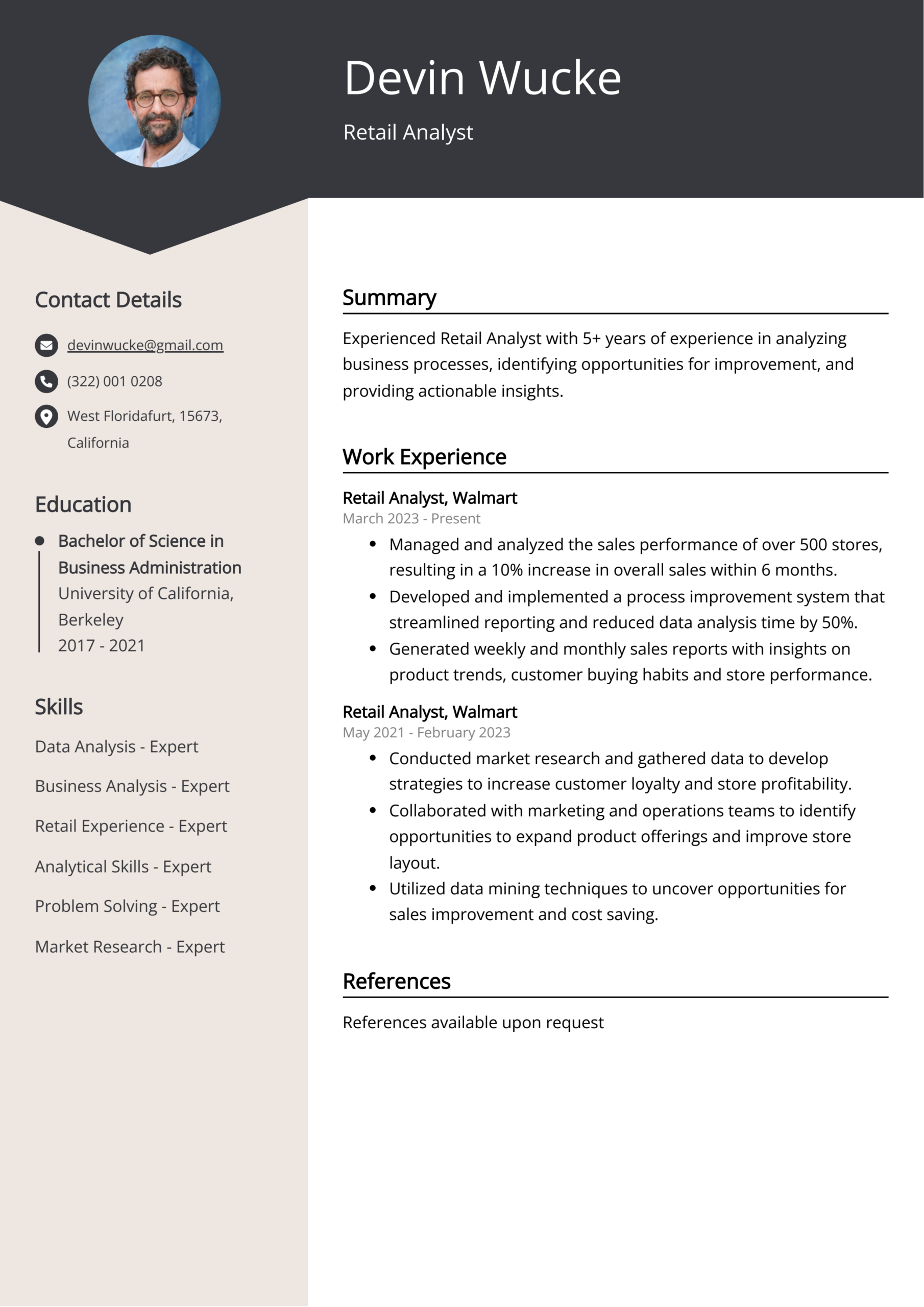 Retail Analyst Resume Examples (Template &amp;amp; 20+ Tips) for Retail Resume Template Sample