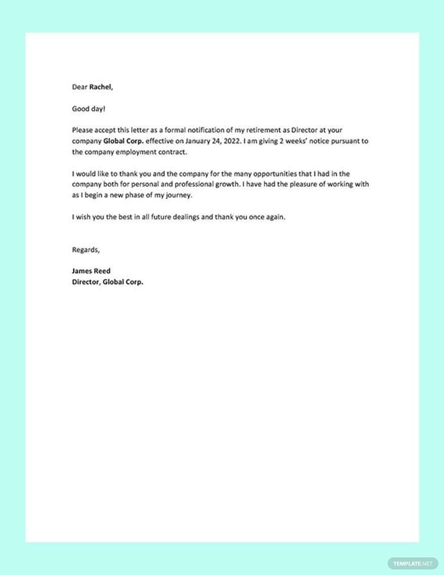 Retirement Letter Templates In Word - Free Download | Template inside Retirement Letter Template Samples