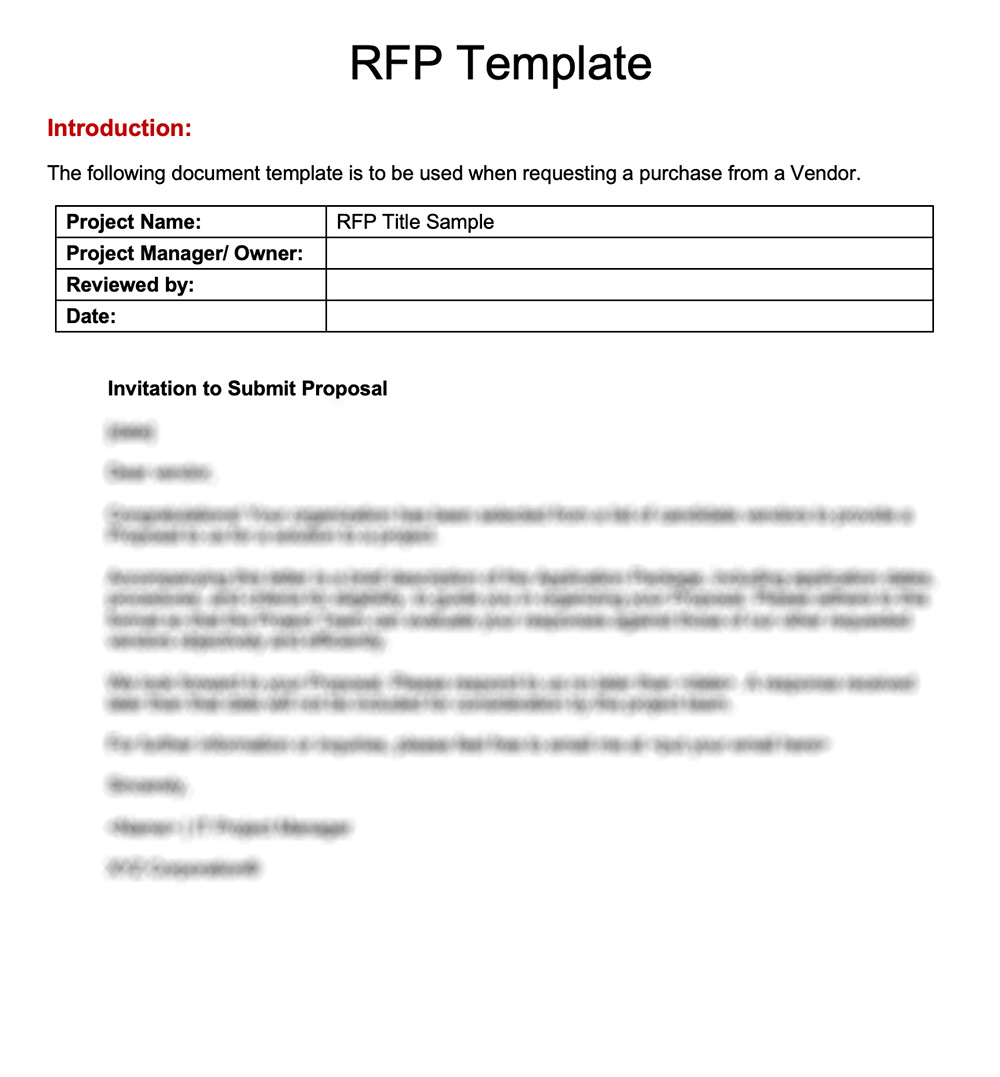 Request For Proposal Sample Template (RFP) | Template Samples