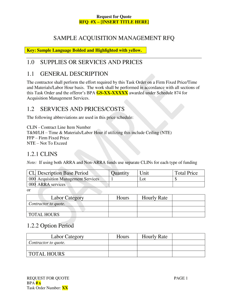 Rfq Template - Fill Online, Printable, Fillable, Blank | Pdffiller intended for Rfq Sample Template