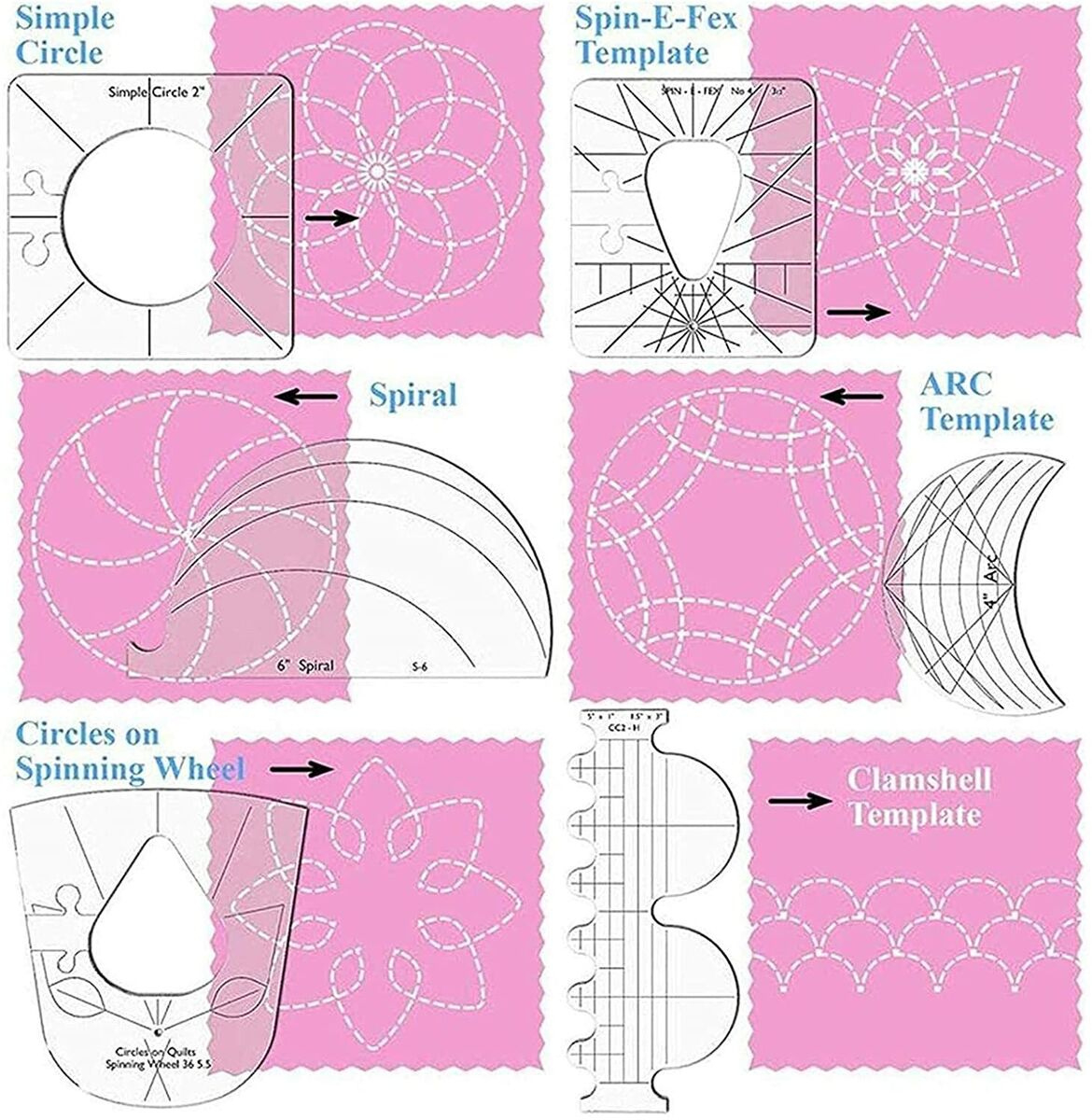 Rl-06 Template Sampler Set For Domestic Sewing Machine 1 Set = 6Pcs Quilting B21 intended for Rl 06 Sampler Set Template