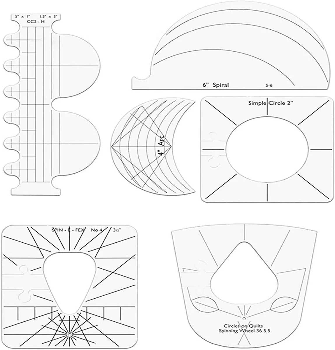 Rl-06 Template Sampler Set For Domestic Sewing Machine 1 Set = 6Pcs Quilting B21 intended for RL 06 Sampler Set Template