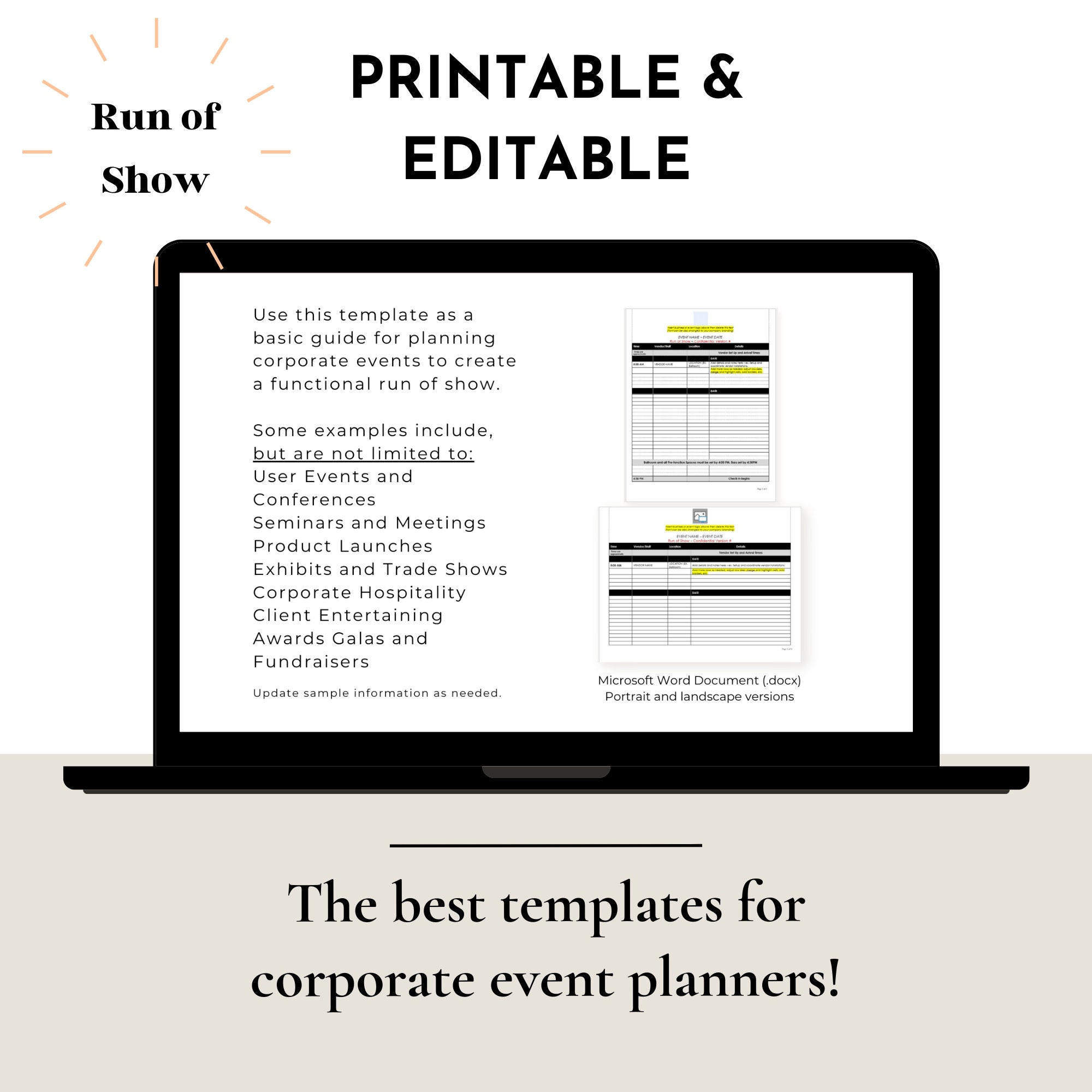 Run Of Show Digital Event Planning Template For Event Planners intended for Run Of Show Sample Template