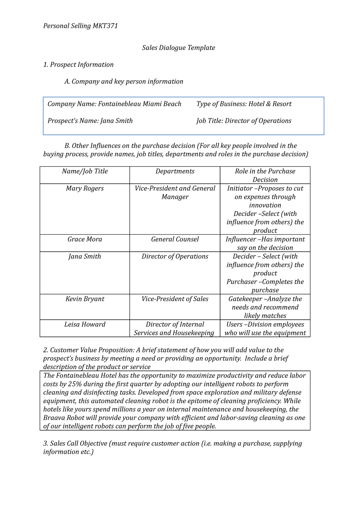 Sales Dialogue Template - Prospect Information A. Company And Key intended for Sales Dialogue Sample Template