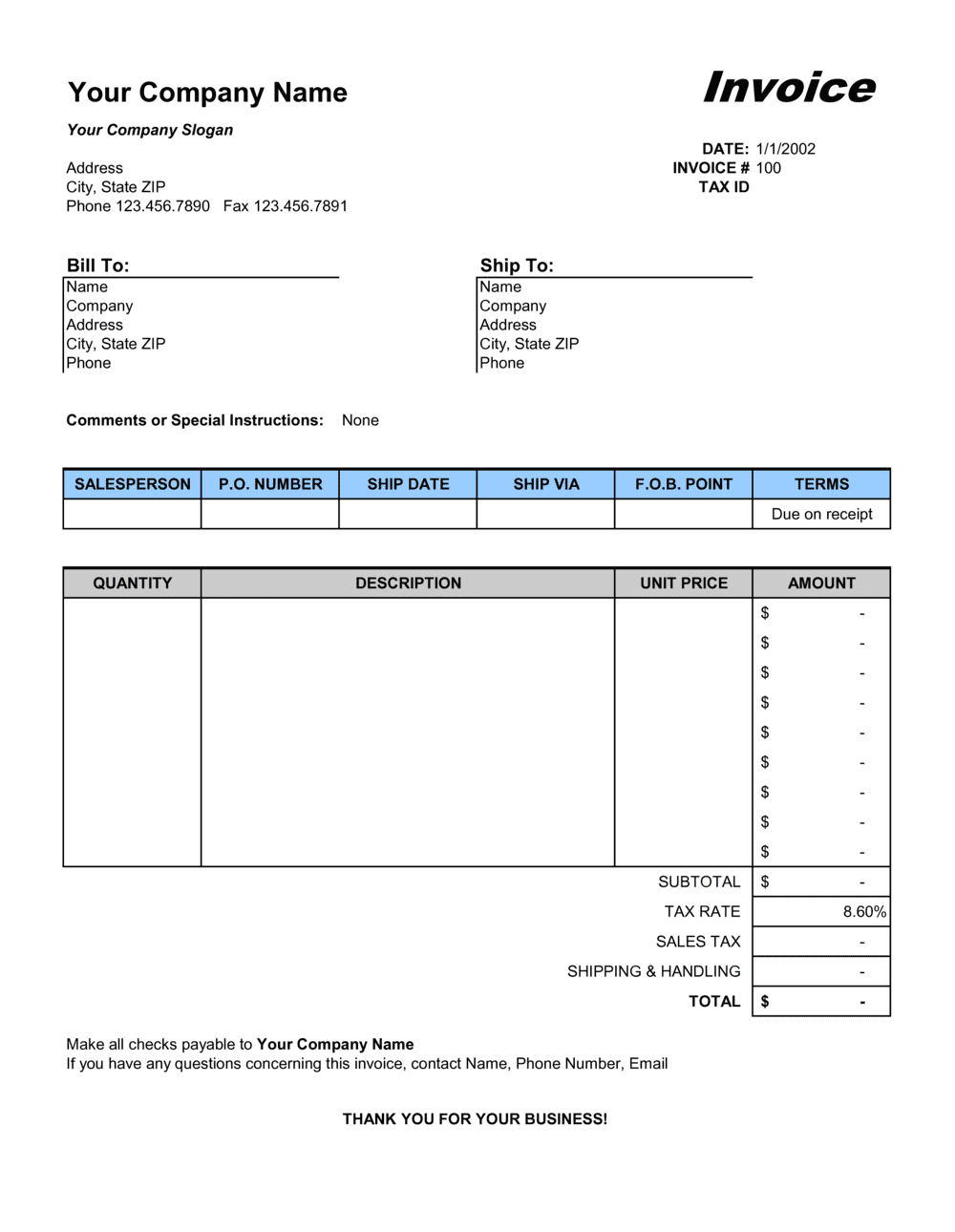 Sales Invoice - Excel Template 2024 [Download .Docx] | Business In in Sales Invoice Template Sample