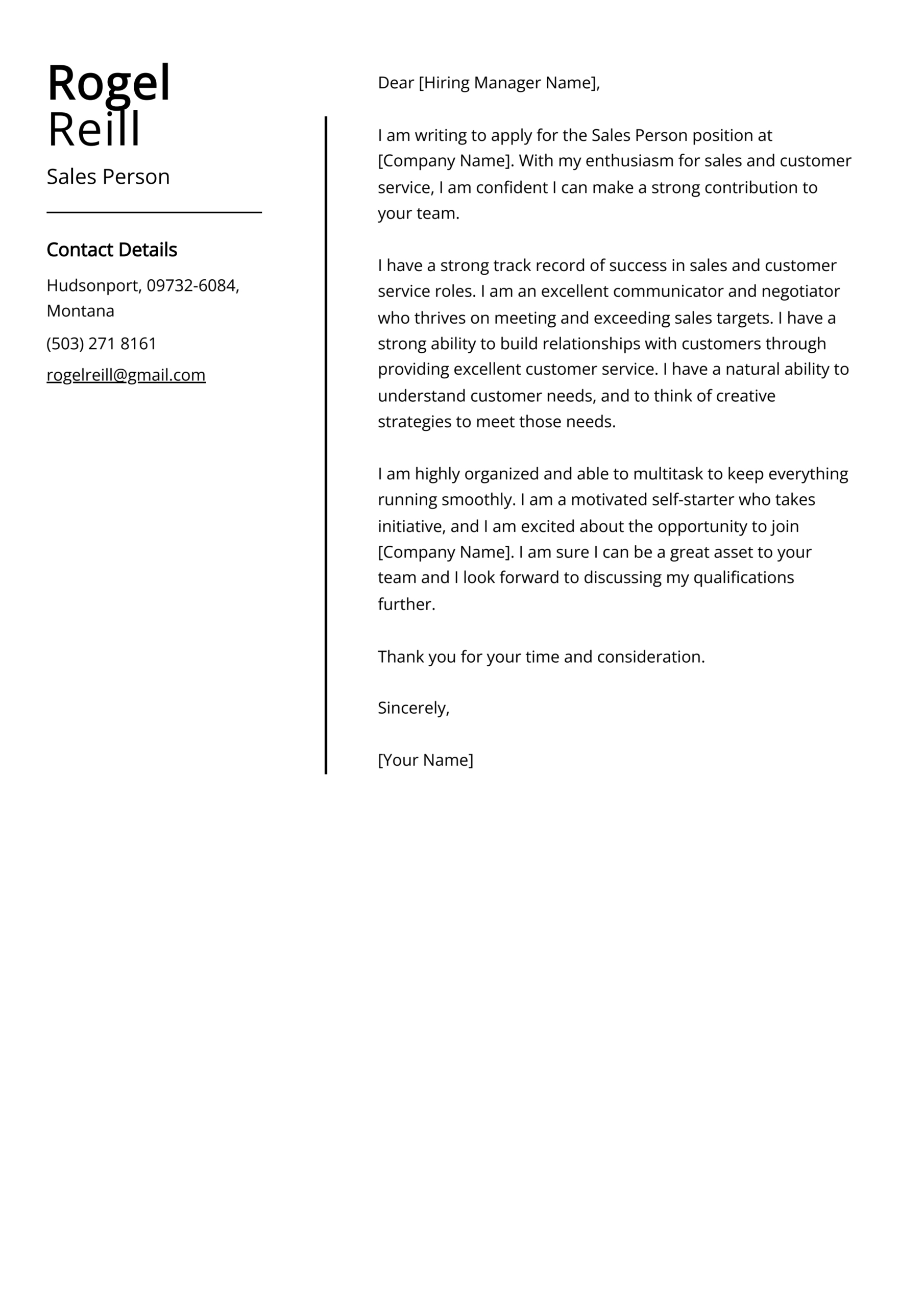 Sales Person Cover Letter Example (Free Guide) inside Sales Cover Letter Sample Template