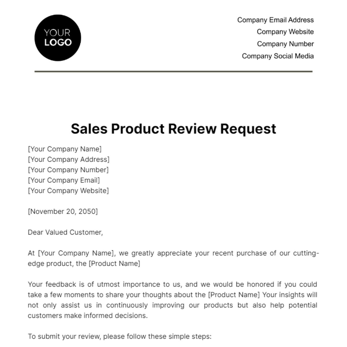 Sales Product Review Request Template - Edit Online &amp;amp; Download with Sample Request For Review Template