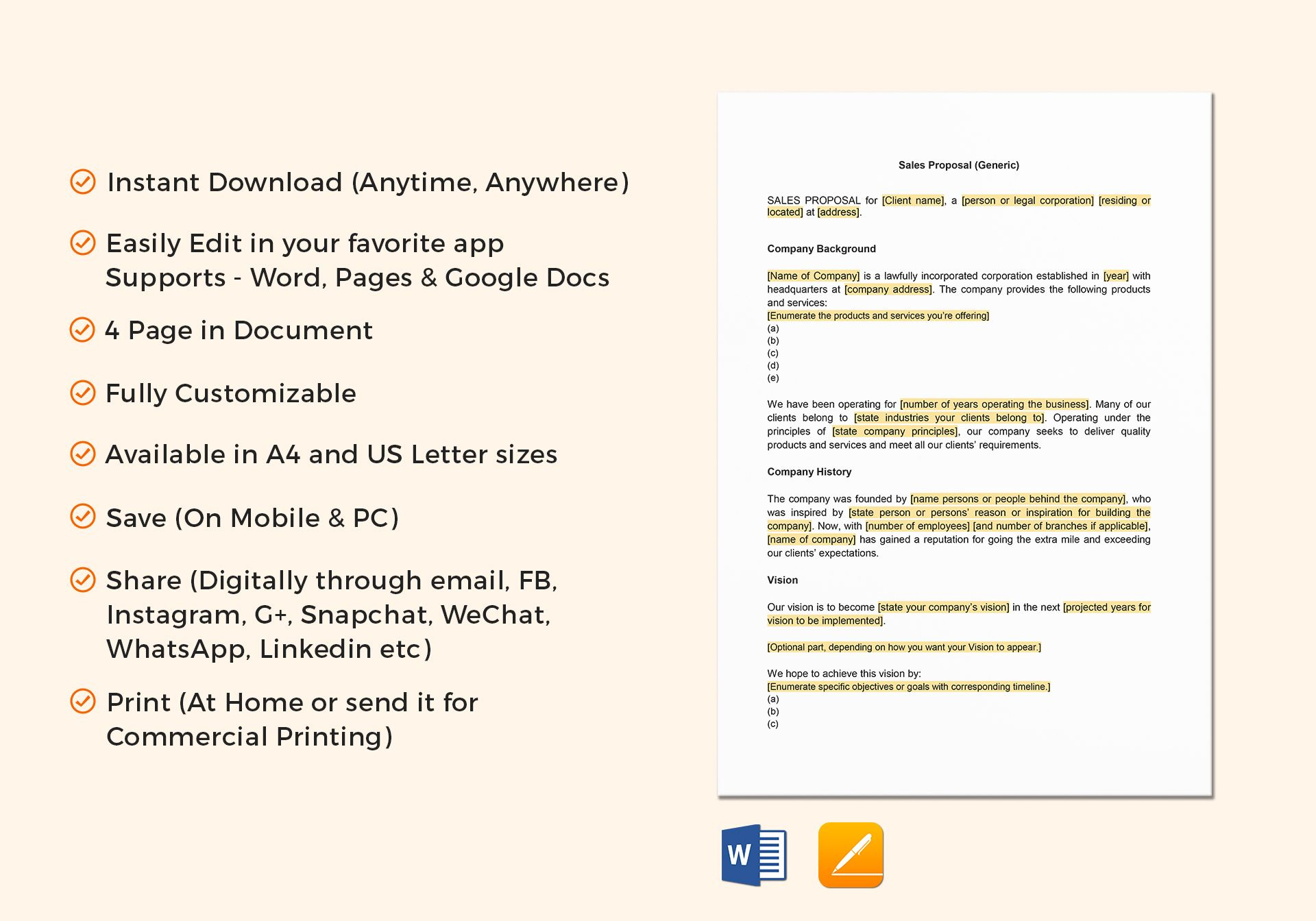 Sales Proposal Template In Word, Google Docs, Apple Pages inside Sales Proposal Sample Template