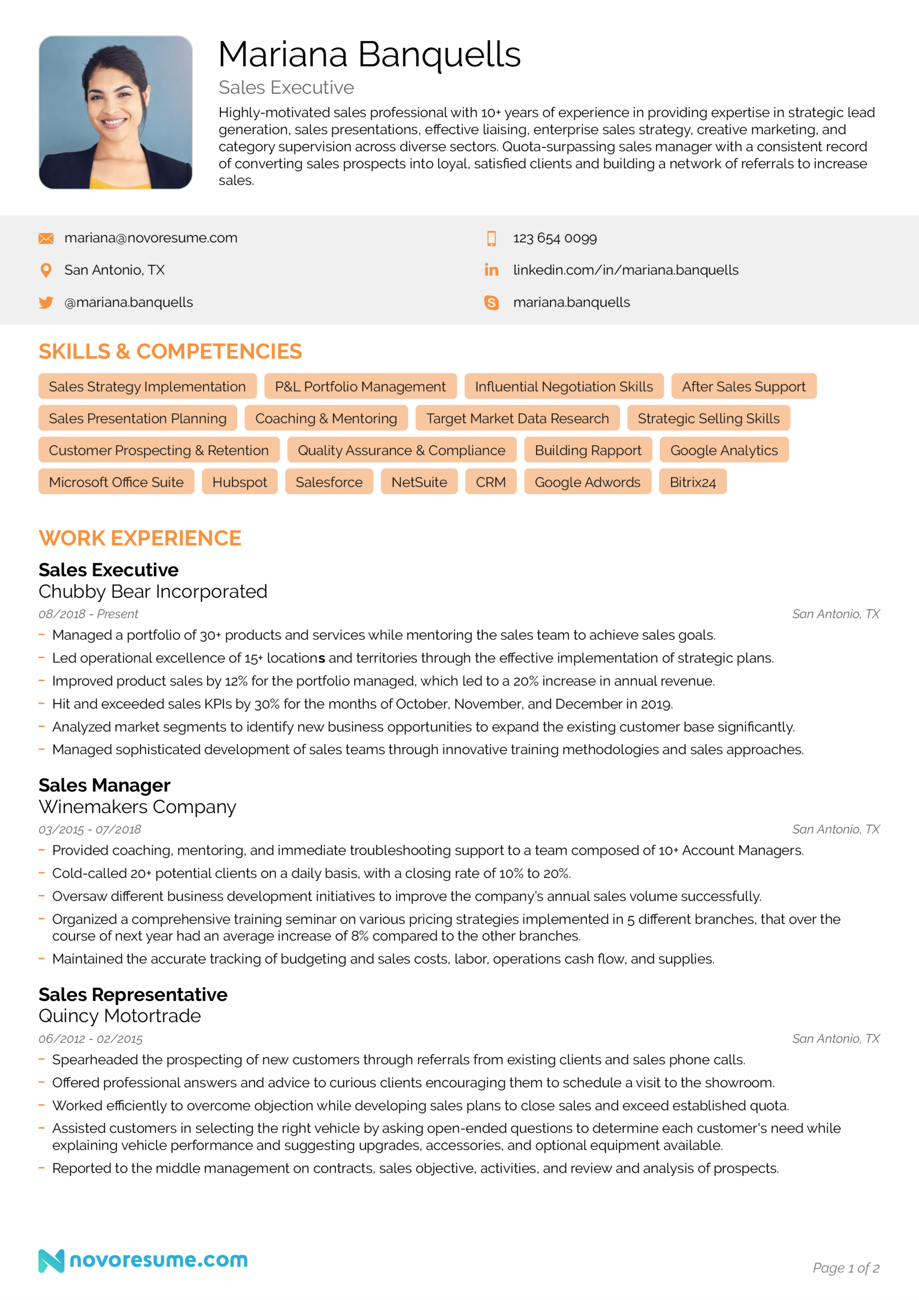 Sales Resume - Example &amp;amp; Writing Guide For 2024 pertaining to Sales Resume Sample Template