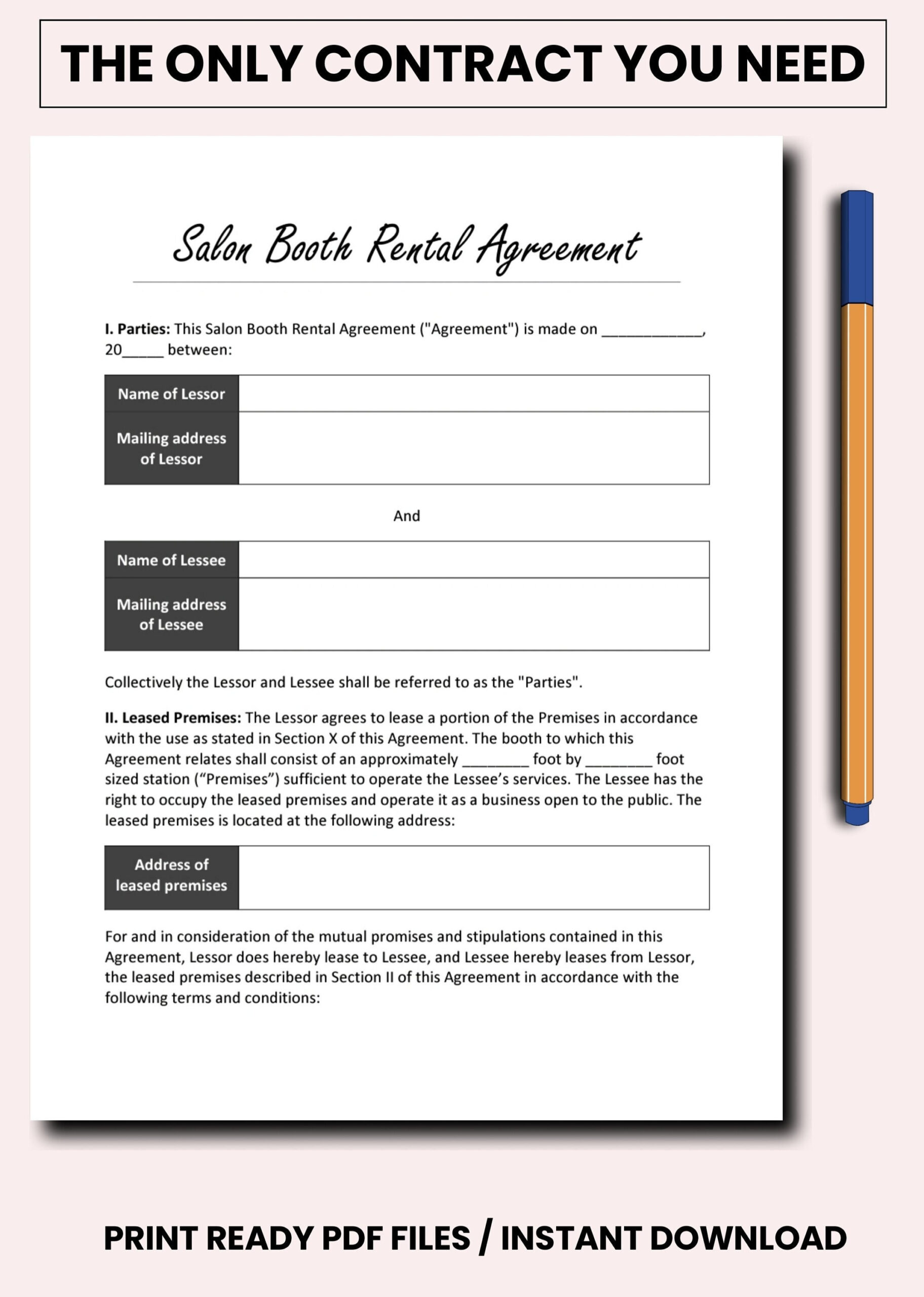 Salon Booth Rental Agreement Nail Salon Booth Rental Contract Hair pertaining to Salon Booth Rental Agreement Sample Template