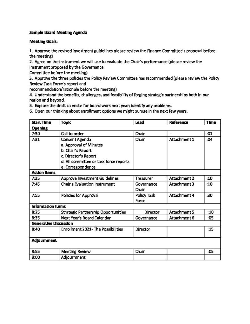 Sample Board Meeting Agenda | Aisa | Association Of International with Board Meeting Agenda Template Sample