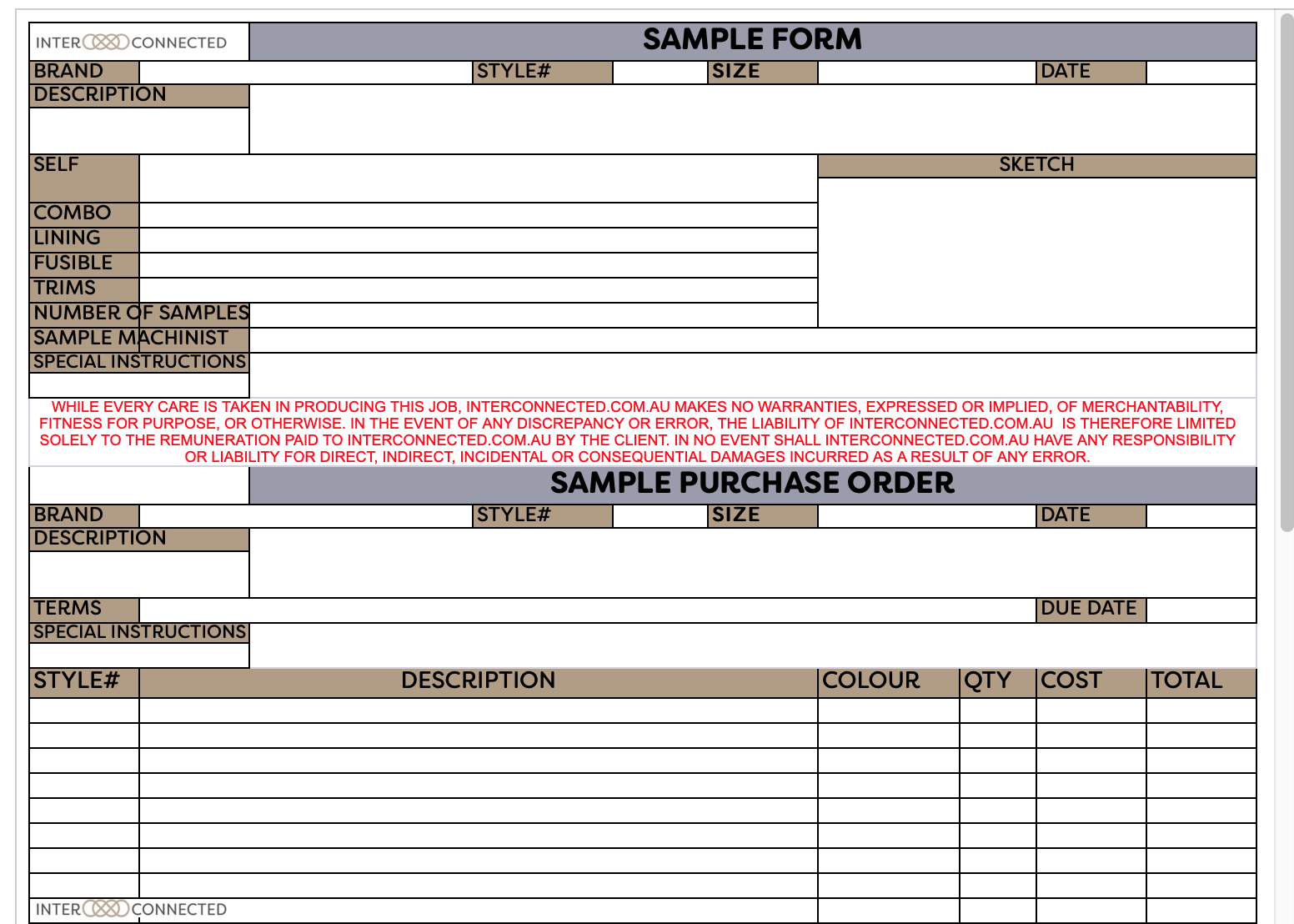 Sample Form Template inside Form Template Sample