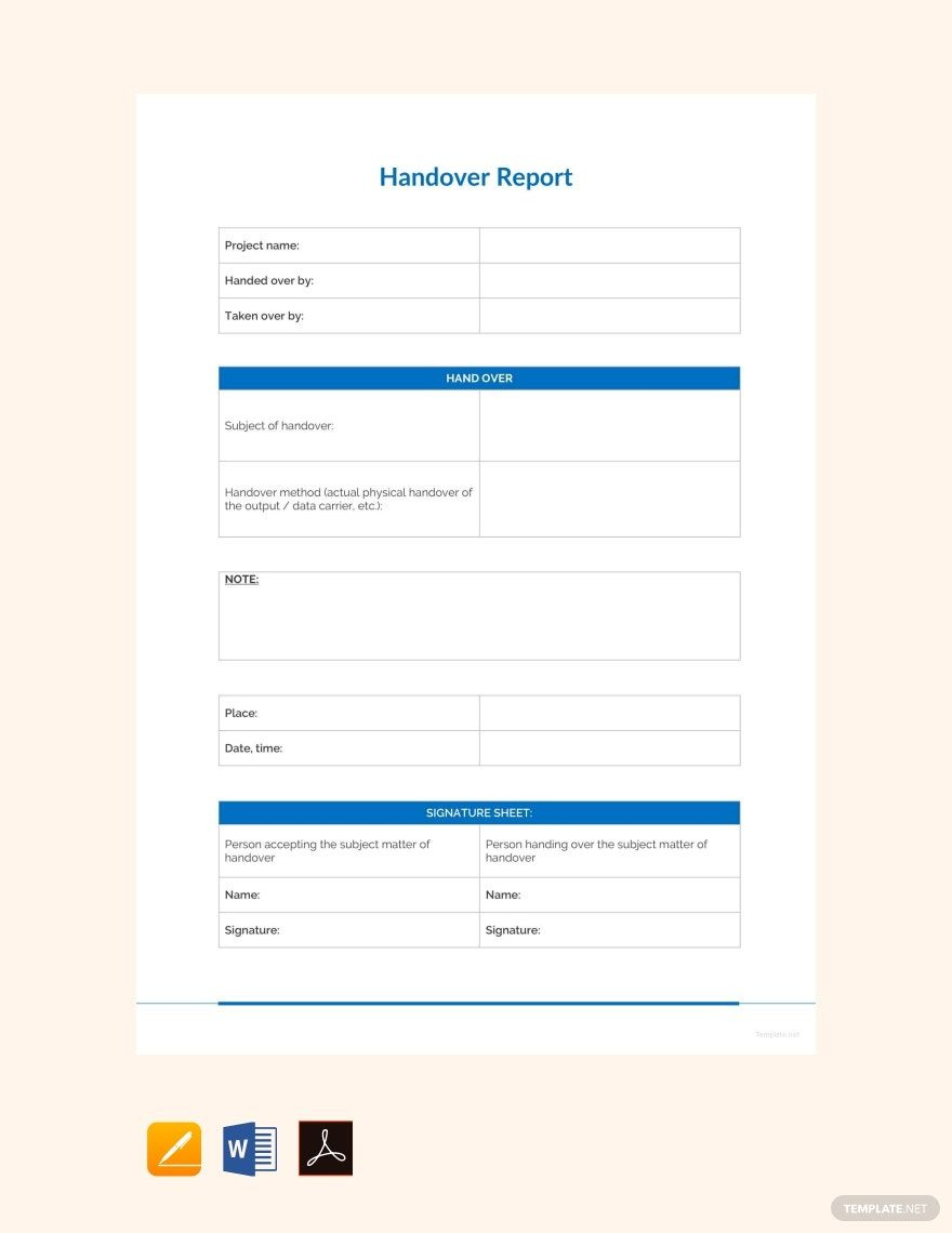 Sample Handover Report Template In Google Docs, Word, Pages, Pdf with Handover Report Sample Template