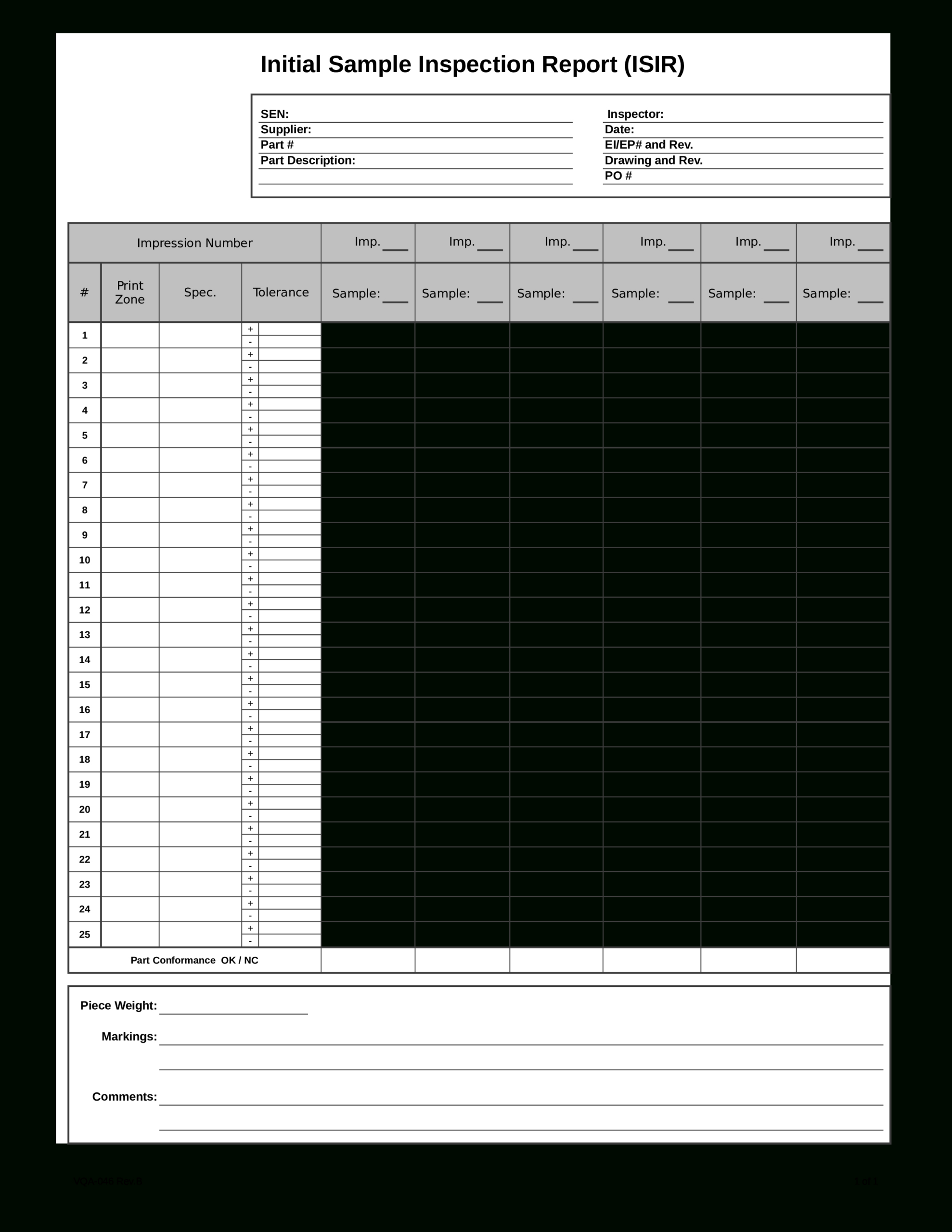 Sample Initial Inspection | Templates At Allbusinesstemplates with regard to Initial Sample Inspection Report Template