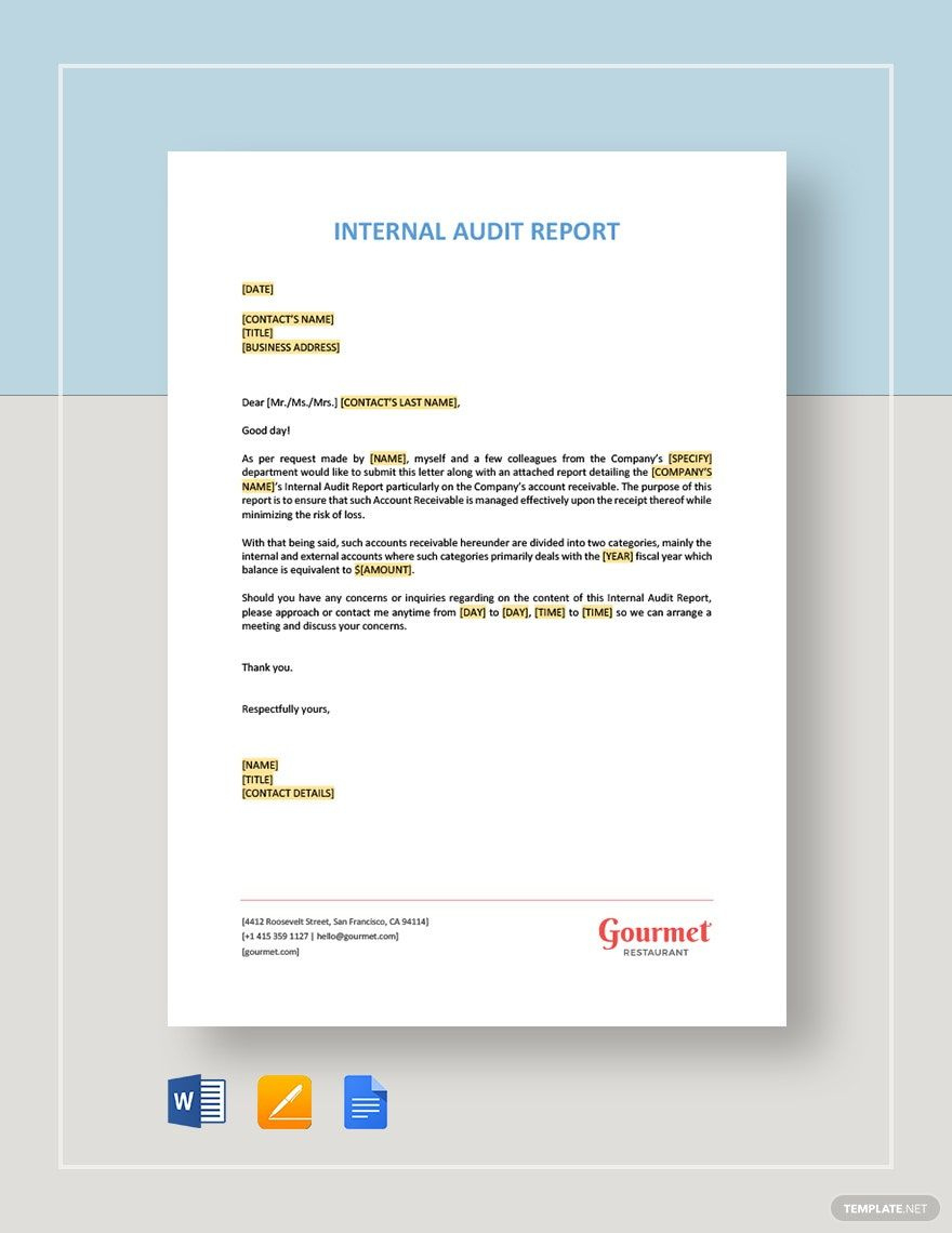 Sample Internal Audit Report Template In Word, Pages, Google Docs pertaining to Internal Audit Report Template Sample