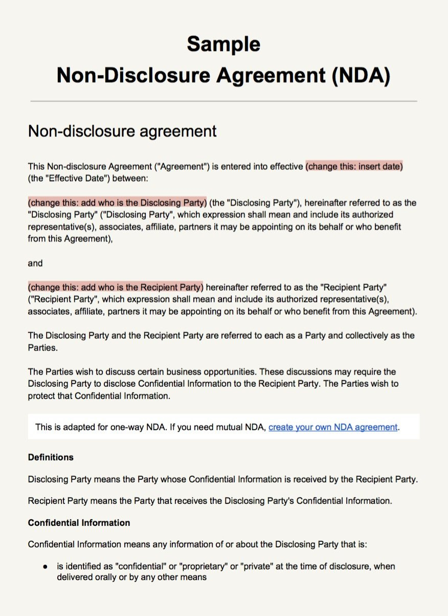 Sample Non-Disclosure Agreement Template - Everynda in Confidentiality Agreement Sample Template