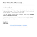 Sample Out Of Office Message Template   Edit Online & Download Inside Out Of Office Email Template Sample