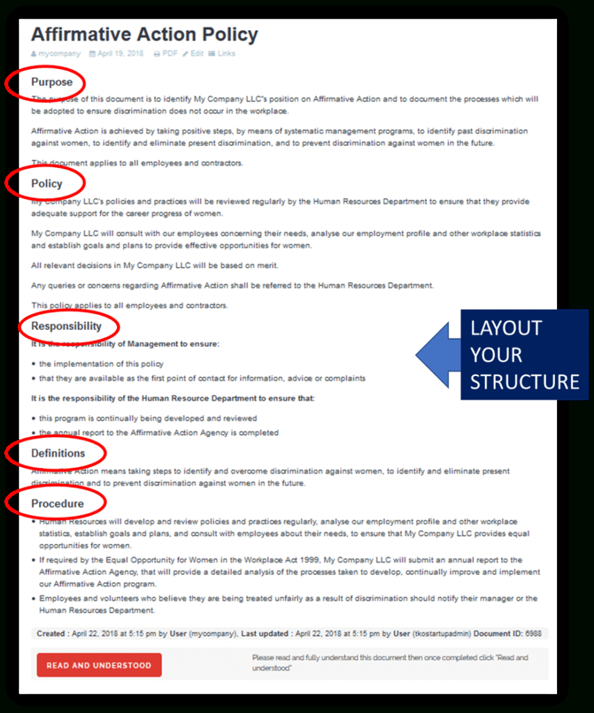 Sample Policies And Procedures Template - Tko Policy Guides regarding Policy Template Sample